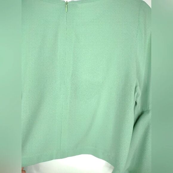 Green Ruffle Layered Sleeve Pastel Chiffon Top Green Small St. Patrick's Day - Picture 16 of 16